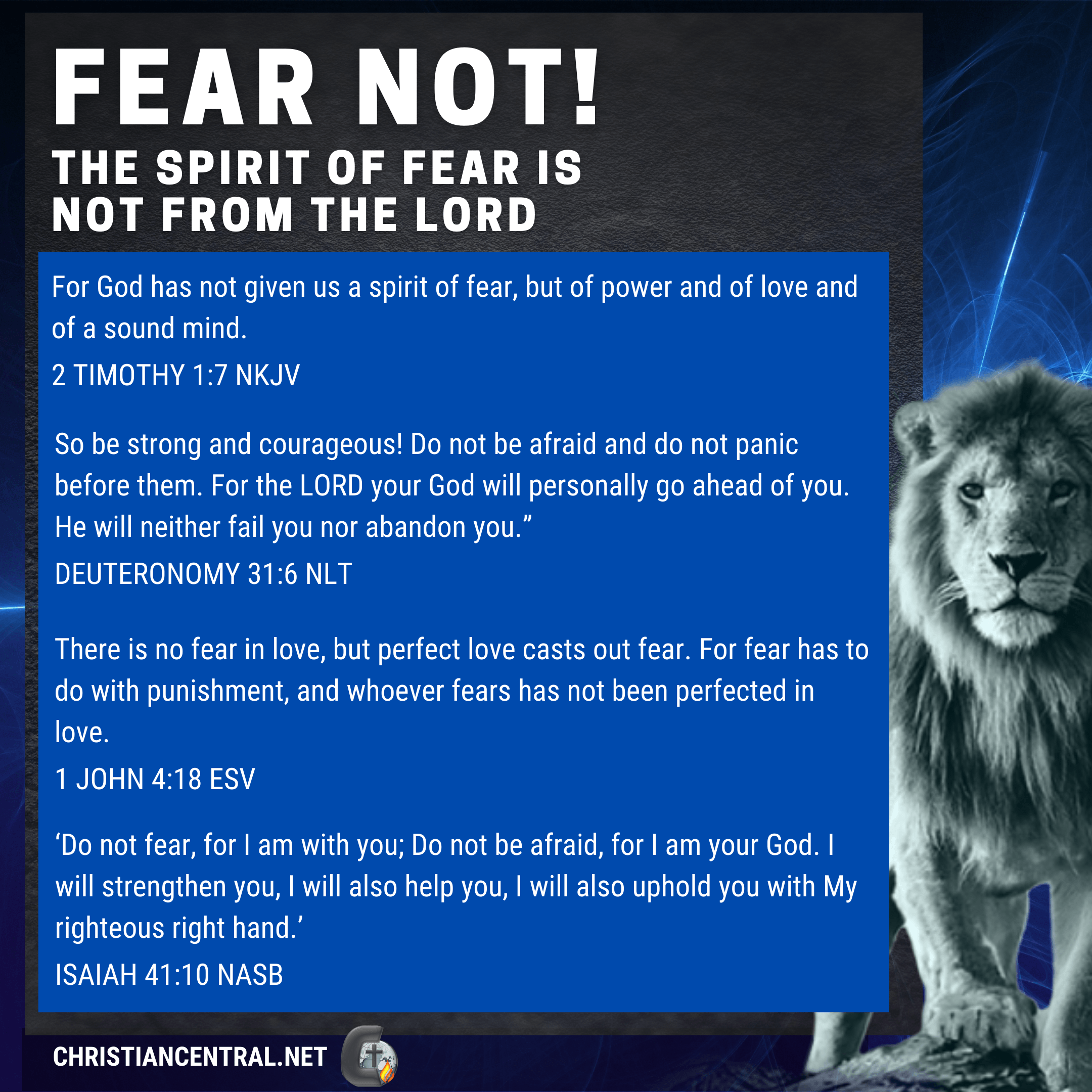 Fear not, the spirit of fear is not from Lord